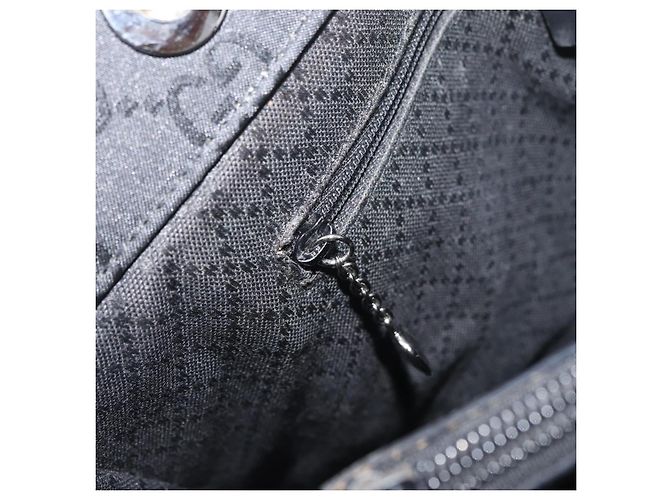 Bamboo GUCCI GG Canvas Bambus Tragetasche Nylon Schwarz Silber 002 1010 Auth YKZ144 - Ansicht 22