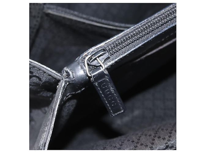 Bamboo GUCCI GG Canvas Bambus Tragetasche Nylon Schwarz Silber 002 1010 Auth YKZ144 - Ansicht 24