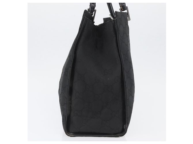 Bamboo GUCCI GG Canvas Bambus Tragetasche Nylon Schwarz Silber 002 1010 Auth YKZ144 - Ansicht 4