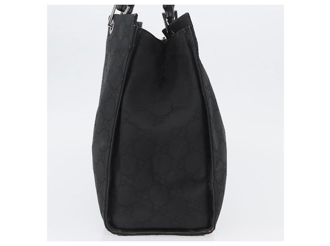 Bamboo GUCCI GG Canvas Bambus Tragetasche Nylon Schwarz Silber 002 1010 Auth YKZ144 - Ansicht 5