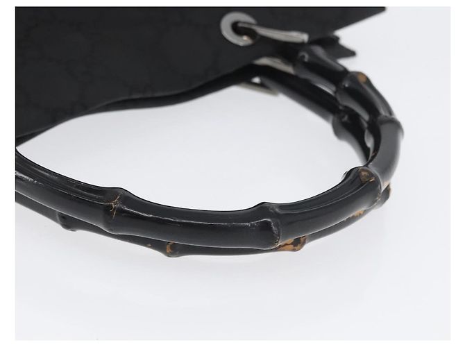 Bamboo GUCCI GG Canvas Bambus Tragetasche Nylon Schwarz Silber 002 1010 Auth YKZ144 - Ansicht 7