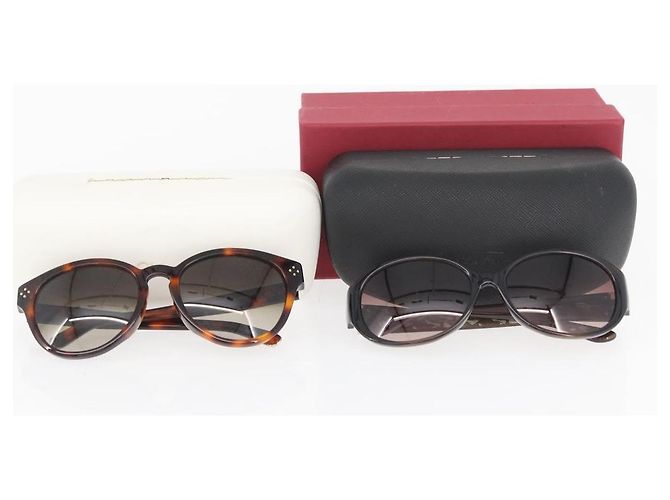 Salvatore Ferragamo Chloe Sunglasses plastic 2 Set Brown Auth BA12033 - view 15