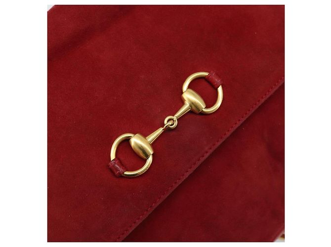 Borsa a Spalla GUCCI Camoscio Rosso Oro 007 3444 0220 Auth AMZ169 D'oro - vista 14