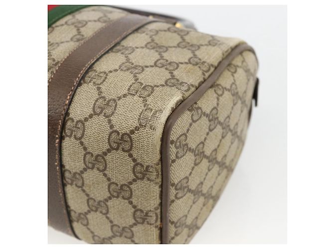 Borsa Gucci GG Supreme Web Sherry Line PVC Beige Oro 98 02 006 Auth BA12009 D'oro - vista 12