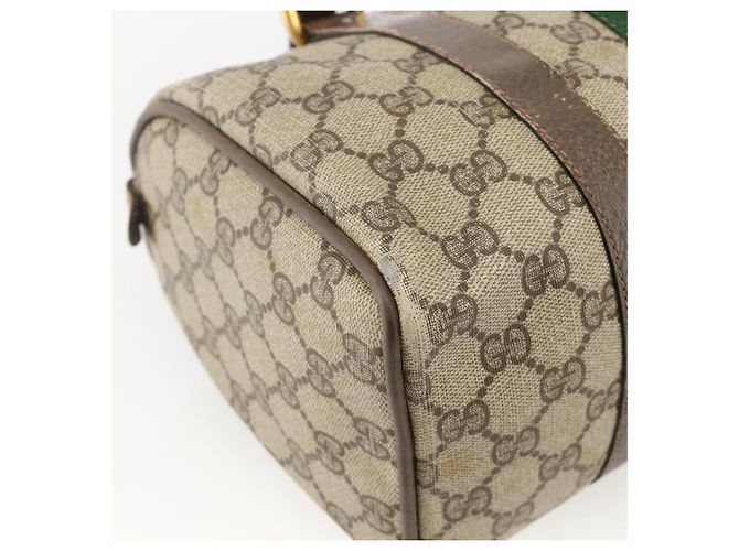 Borsa Gucci GG Supreme Web Sherry Line PVC Beige Oro 98 02 006 Auth BA12009 D'oro - vista 13