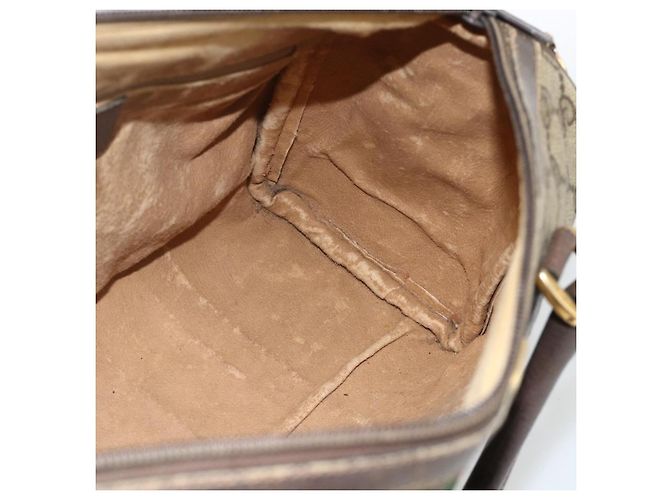 Borsa Gucci GG Supreme Web Sherry Line PVC Beige Oro 98 02 006 Auth BA12009 D'oro - vista 17