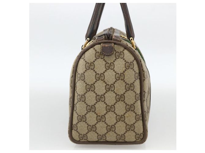 Borsa Gucci GG Supreme Web Sherry Line PVC Beige Oro 98 02 006 Auth BA12009 D'oro - vista 4