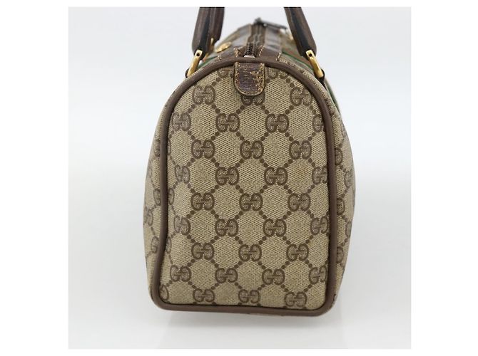 Borsa Gucci GG Supreme Web Sherry Line PVC Beige Oro 98 02 006 Auth BA12009 D'oro - vista 5