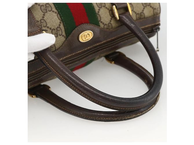 Borsa Gucci GG Supreme Web Sherry Line PVC Beige Oro 98 02 006 Auth BA12009 D'oro - vista 7
