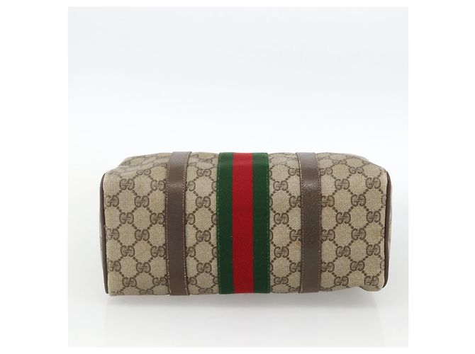Borsa Gucci GG Supreme Web Sherry Line PVC Beige Oro 98 02 006 Auth BA12009 D'oro - vista 9