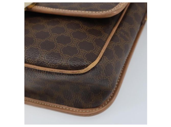 Céline Borsa a spalla circolare in tela Macadam CELINE in pelle PVC marrone e oro Auth YKZ528 D'oro - vista 10