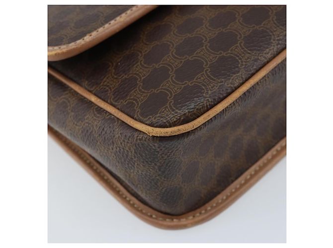 Céline Borsa a spalla circolare in tela Macadam CELINE in pelle PVC marrone e oro Auth YKZ528 D'oro - vista 11