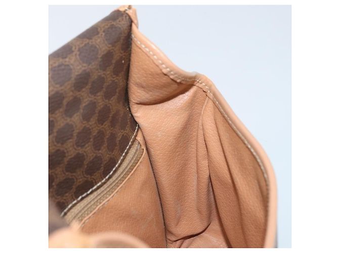 Céline Borsa a spalla circolare in tela Macadam CELINE in pelle PVC marrone e oro Auth YKZ528 D'oro - vista 19