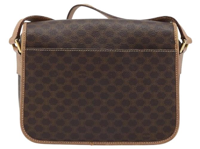 Céline Borsa a spalla circolare in tela Macadam CELINE in pelle PVC marrone e oro Auth YKZ528 D'oro - vista 3