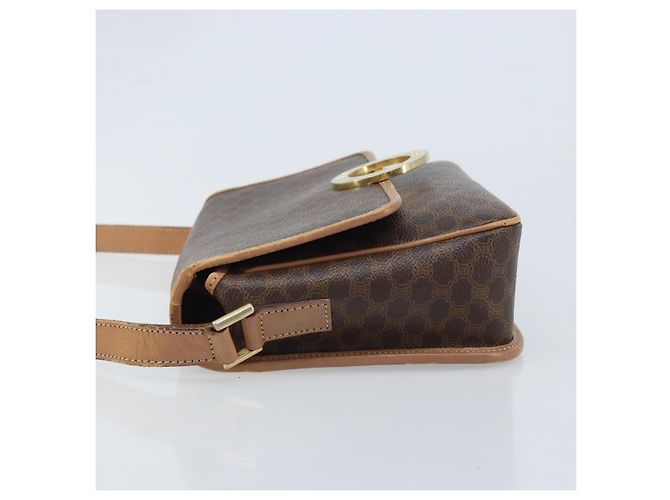 Céline Borsa a spalla circolare in tela Macadam CELINE in pelle PVC marrone e oro Auth YKZ528 D'oro - vista 5
