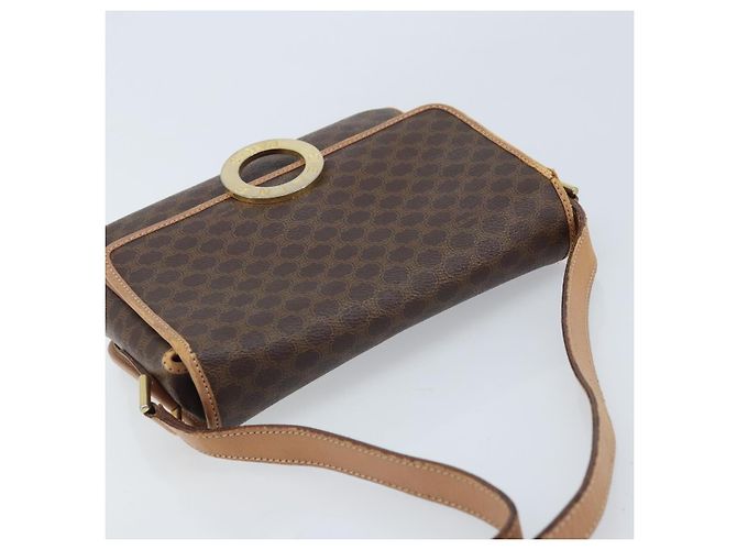Céline Borsa a spalla circolare in tela Macadam CELINE in pelle PVC marrone e oro Auth YKZ528 D'oro - vista 6