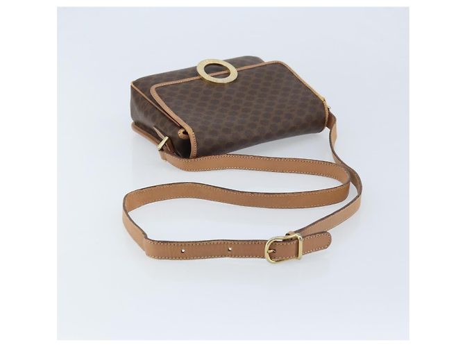 Céline Borsa a spalla circolare in tela Macadam CELINE in pelle PVC marrone e oro Auth YKZ528 D'oro - vista 7