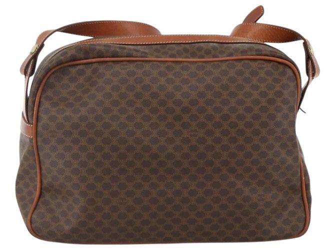 Céline Borsa a Spalla in Tela Macadam CELINE in Pelle PVC Marrone Oro Auth INZ013 D'oro - vista 3
