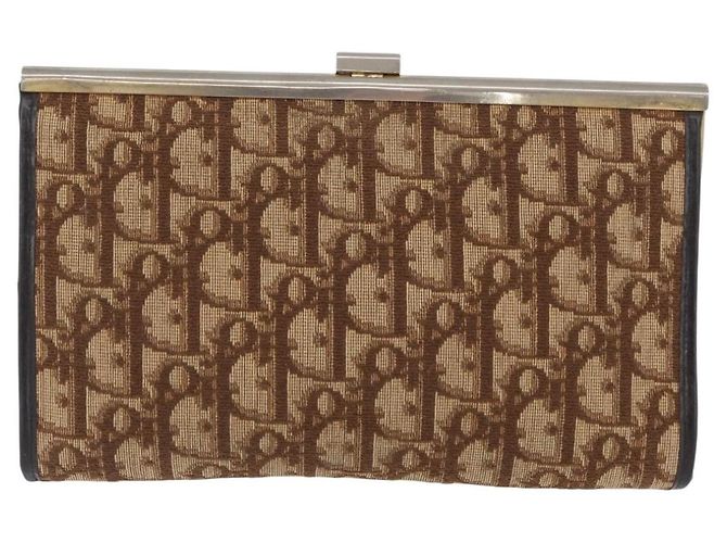 Pochette in tela Trotter Christian Dior Marrone Oro Auth YKZ187 - vista 3