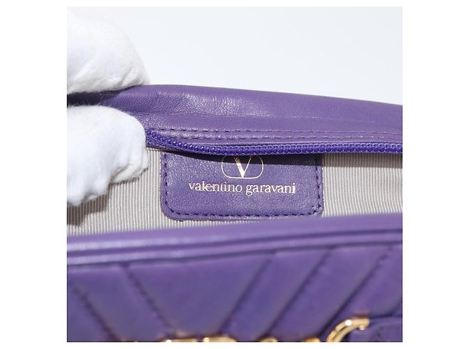 VALENTINO Borsa Clutch in Pelle Viola Oro Auth YKZ076 D'oro Porpora - vista 17