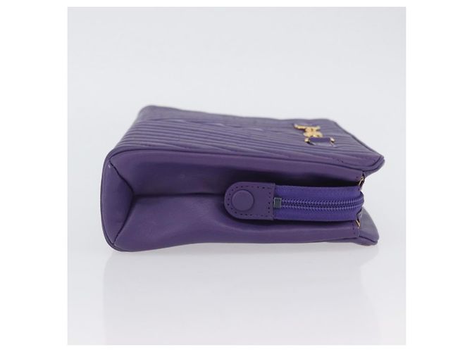 VALENTINO Borsa Clutch in Pelle Viola Oro Auth YKZ076 D'oro Porpora - vista 3