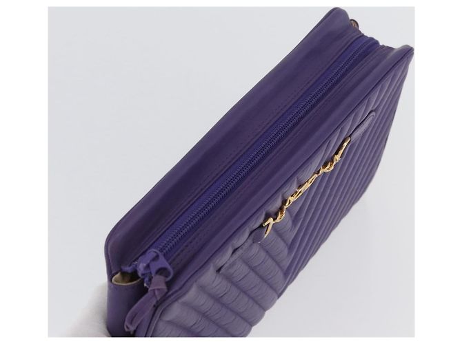 VALENTINO Borsa Clutch in Pelle Viola Oro Auth YKZ076 D'oro Porpora - vista 5