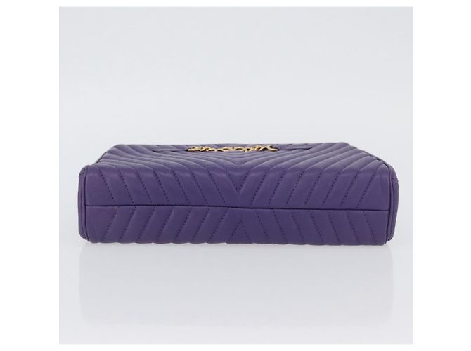 VALENTINO Borsa Clutch in Pelle Viola Oro Auth YKZ076 D'oro Porpora - vista 6