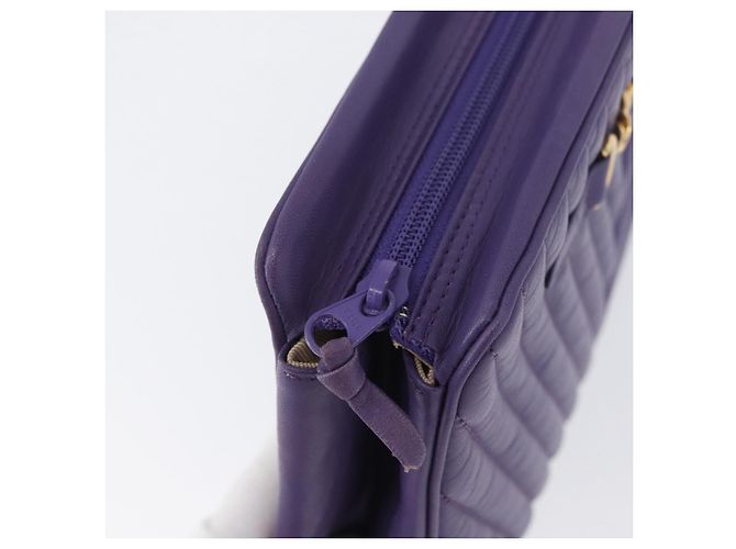 VALENTINO Borsa Clutch in Pelle Viola Oro Auth YKZ076 D'oro Porpora - vista 8