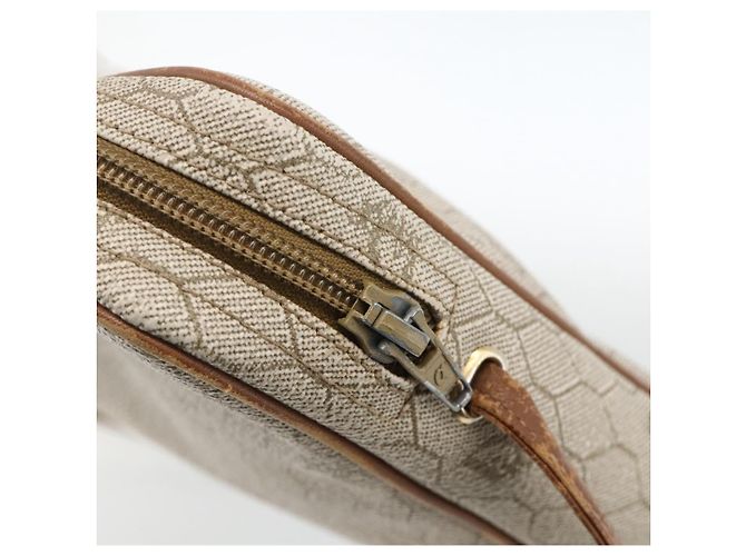 Christian Dior Borsa a spalla in tela a nido d'ape PVC beige oro Auth BA11969 D'oro - vista 14