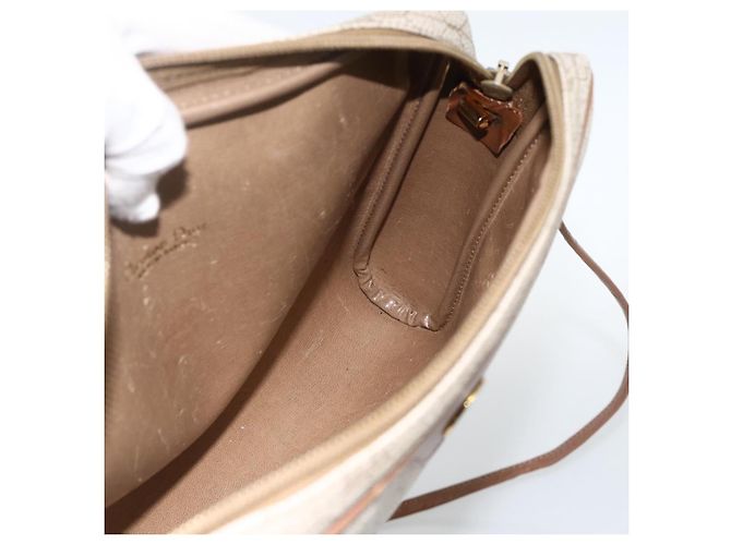 Christian Dior Borsa a spalla in tela a nido d'ape PVC beige oro Auth BA11969 D'oro - vista 17