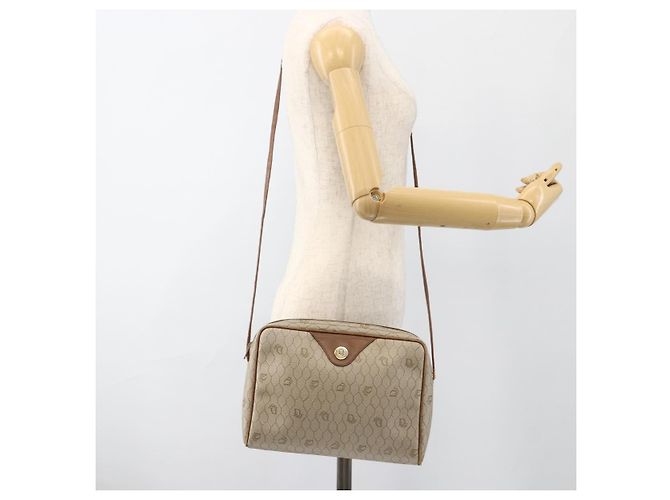 Christian Dior Borsa a spalla in tela a nido d'ape PVC beige oro Auth BA11969 D'oro - vista 19