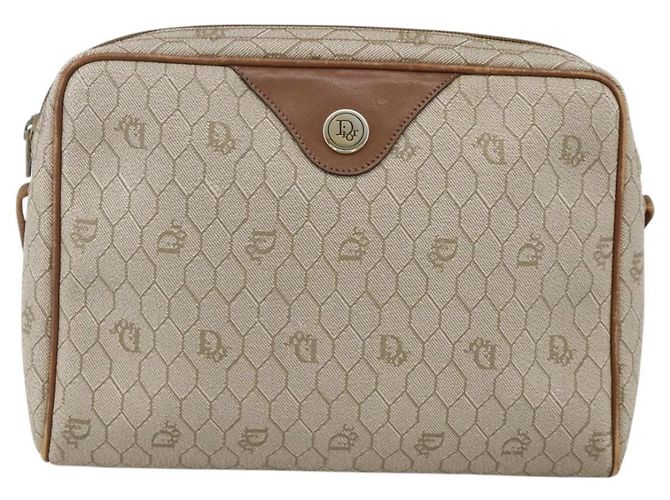 Christian Dior Borsa a spalla in tela a nido d'ape PVC beige oro Auth BA11969 D'oro - vista 2