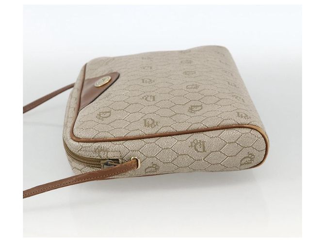 Christian Dior Borsa a spalla in tela a nido d'ape PVC beige oro Auth BA11969 D'oro - vista 4