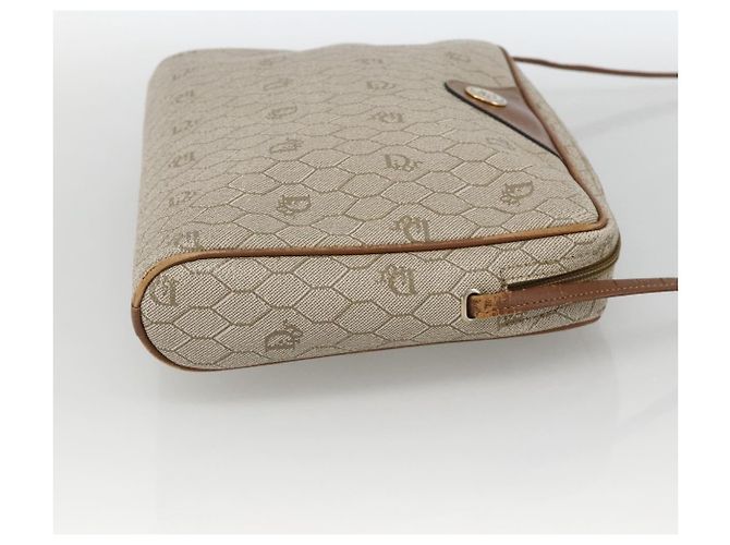 Christian Dior Borsa a spalla in tela a nido d'ape PVC beige oro Auth BA11969 D'oro - vista 5