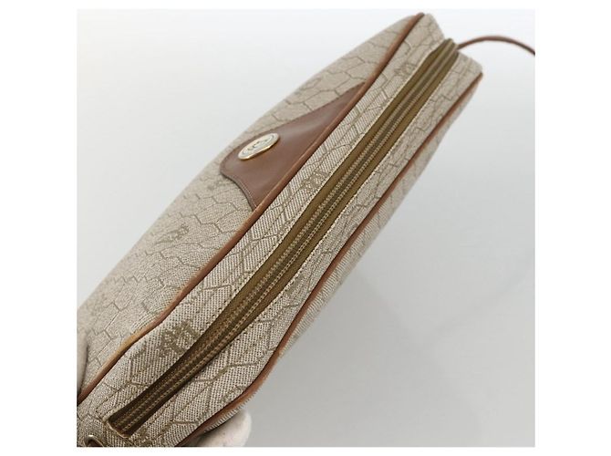 Christian Dior Borsa a spalla in tela a nido d'ape PVC beige oro Auth BA11969 D'oro - vista 6