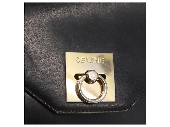 Céline Borsa a mano CELINE in pelle nera e oro Auth BAZ496 Nero D'oro - vista 16