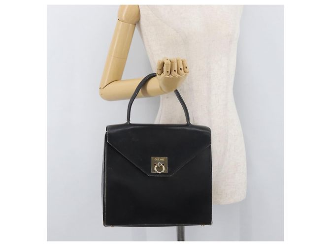 Céline Borsa a mano CELINE in pelle nera e oro Auth BAZ496 Nero D'oro - vista 28