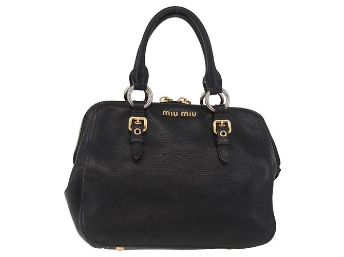 Borsa a Mano Miu Miu in Pelle Nera e Oro Auth bs34362 Nero D'oro - vista 13