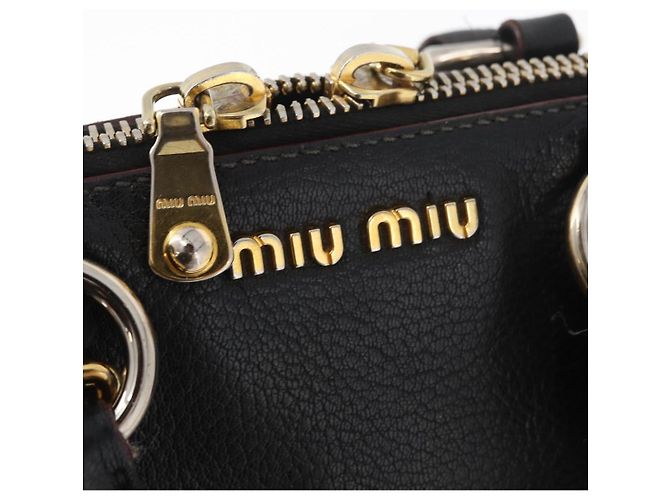 Borsa a Mano Miu Miu in Pelle Nera e Oro Auth bs34362 Nero D'oro - vista 18