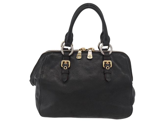 Borsa a Mano Miu Miu in Pelle Nera e Oro Auth bs34362 Nero D'oro - vista 2