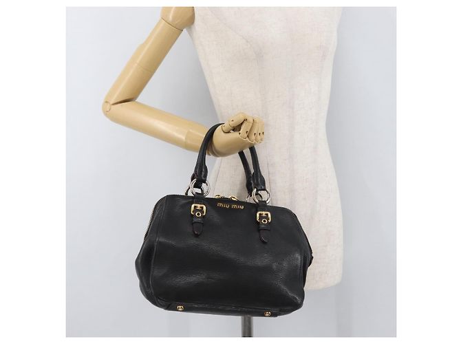 Borsa a Mano Miu Miu in Pelle Nera e Oro Auth bs34362 Nero D'oro - vista 25