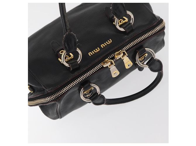 Borsa a Mano Miu Miu in Pelle Nera e Oro Auth bs34362 Nero D'oro - vista 7