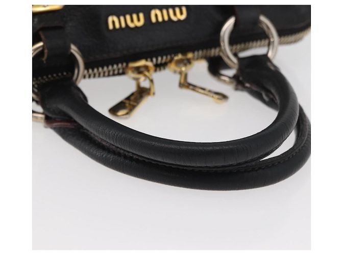 Borsa a Mano Miu Miu in Pelle Nera e Oro Auth bs34362 Nero D'oro - vista 8