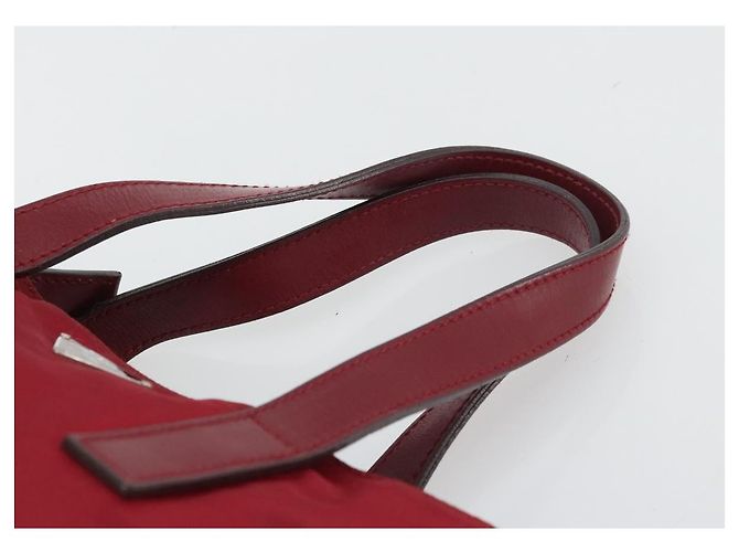 PRADA Handtasche Nylon Rot Silber Auth INZ081 - Ansicht 14