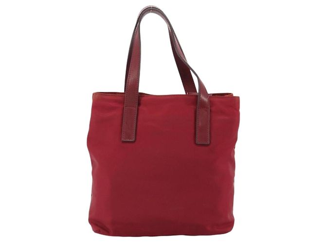 PRADA Handtasche Nylon Rot Silber Auth INZ081 - Ansicht 2