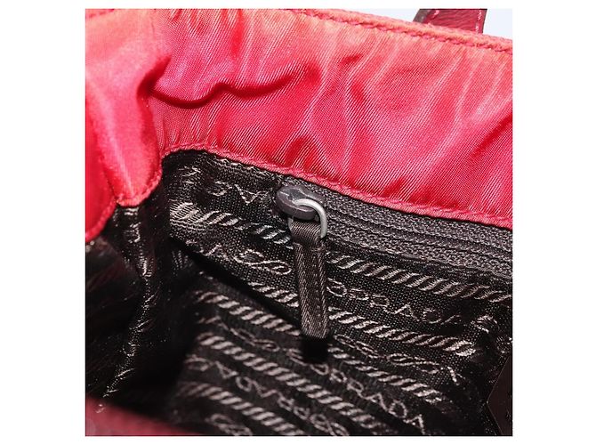 PRADA Handtasche Nylon Rot Silber Auth INZ081 - Ansicht 21