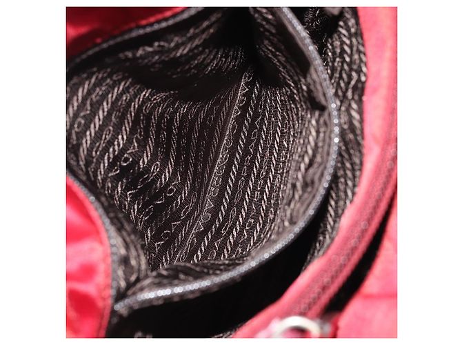 PRADA Handtasche Nylon Rot Silber Auth INZ081 - Ansicht 22