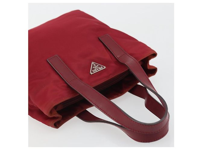 PRADA Handtasche Nylon Rot Silber Auth INZ081 - Ansicht 6