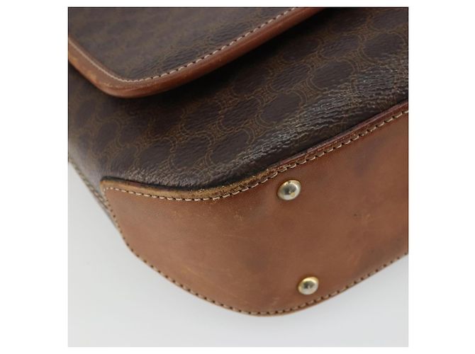 Céline Bolso de Hombro de Lona Macadam CELINE en Cuero PVC Marrón Dorado Auth INZ030 Castaño - vista 11
