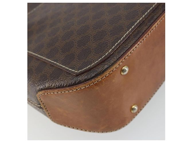 Céline Bolso de Hombro de Lona Macadam CELINE en Cuero PVC Marrón Dorado Auth INZ030 Castaño - vista 13